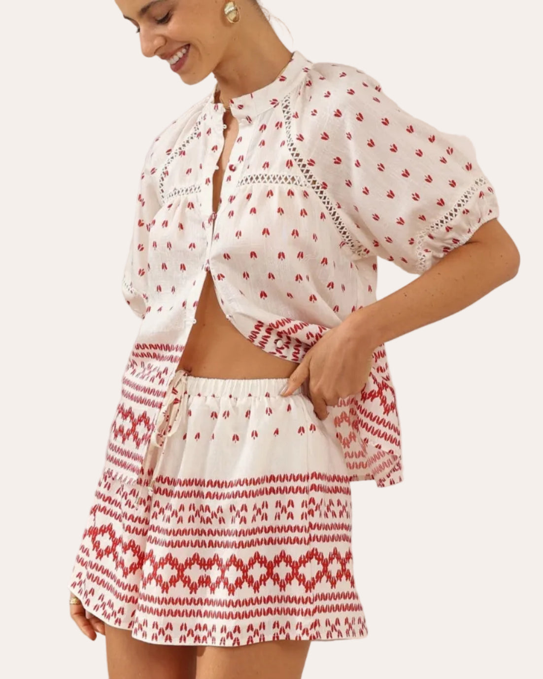 Heidi Red & White Shorts