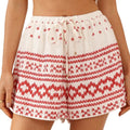 red and white pattern shorts, loose fit