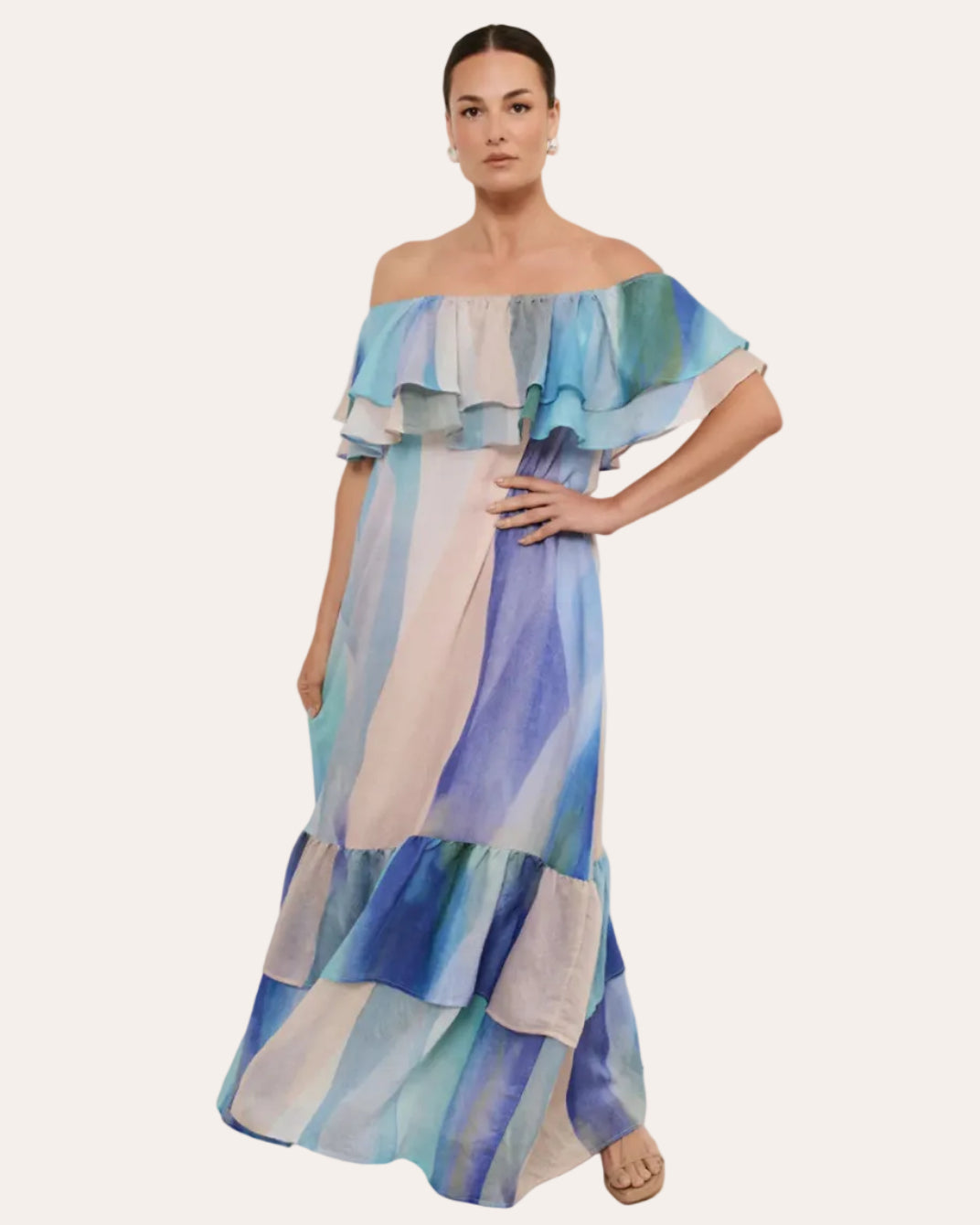 Kalani Frill Maxi Blue Rainbow