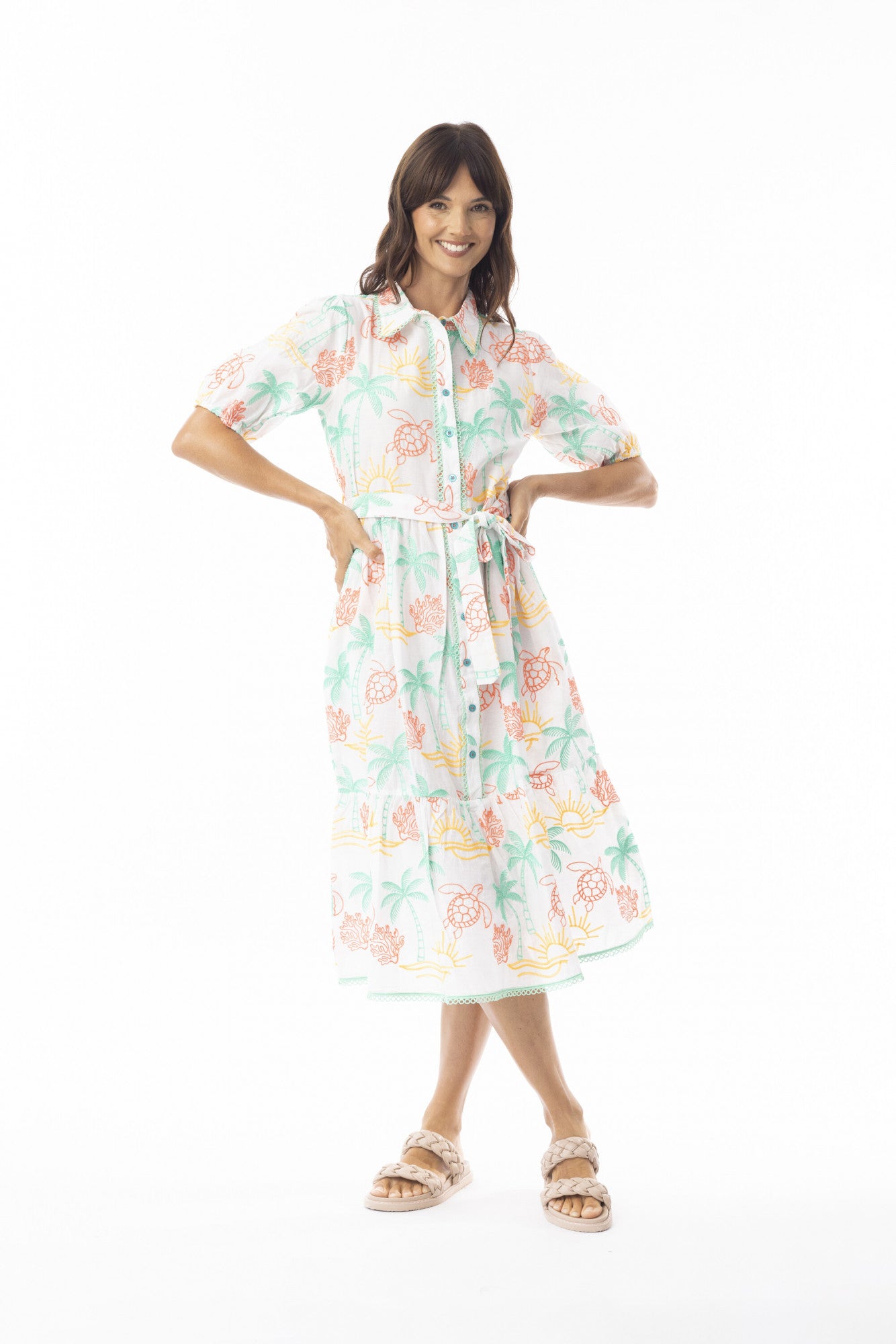 Coral Collar Sleeve Dress