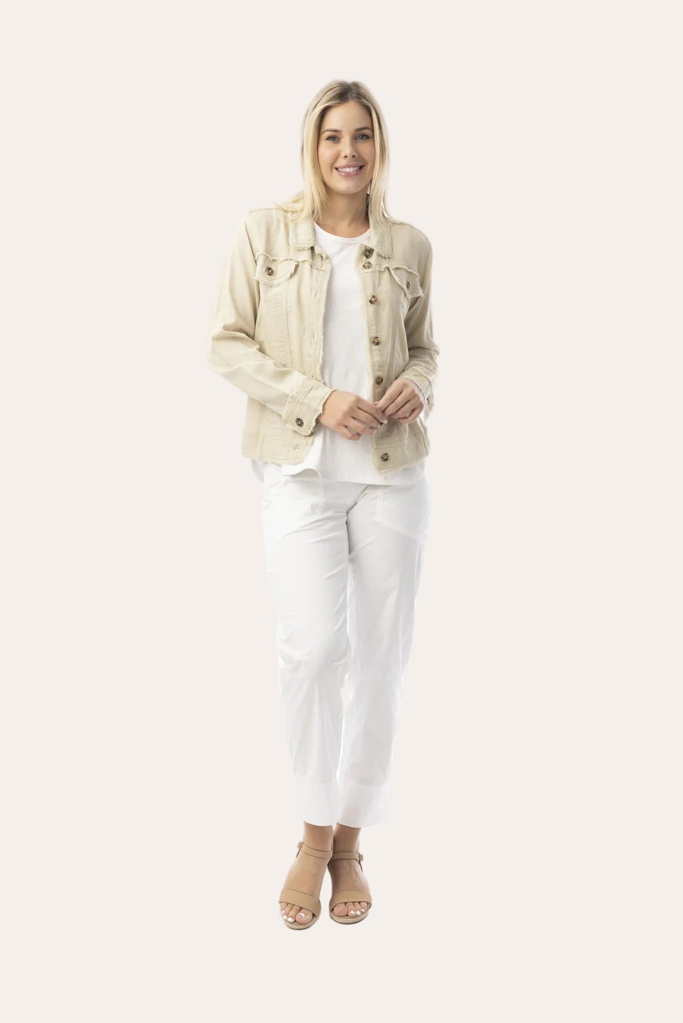 Linen Blend Jacket Beige
