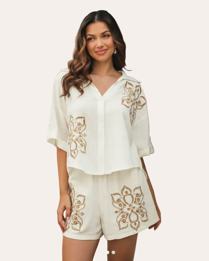 Nora Embroidered Shirt - white – Fig and Fi