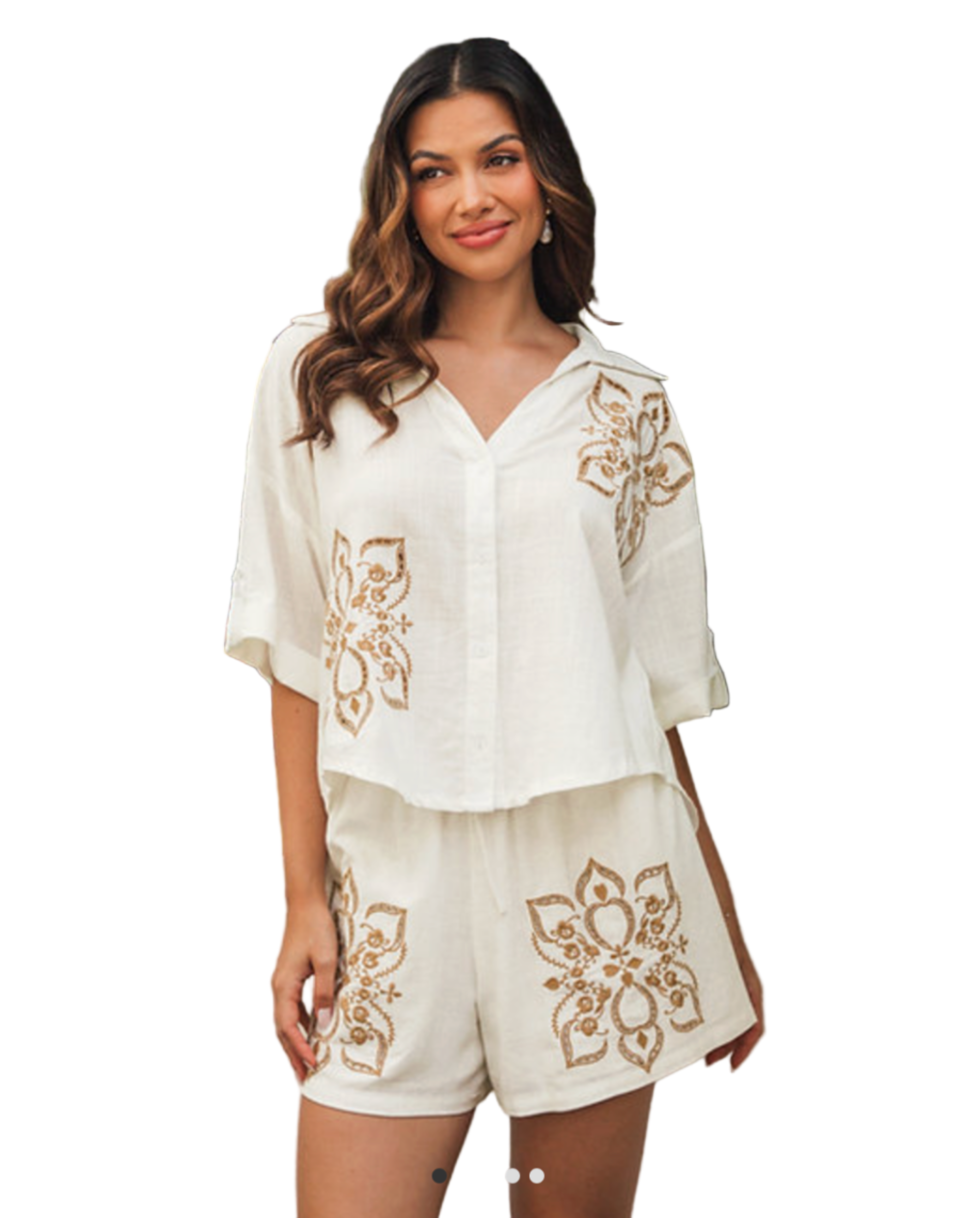 Nora Embroidered Short - White