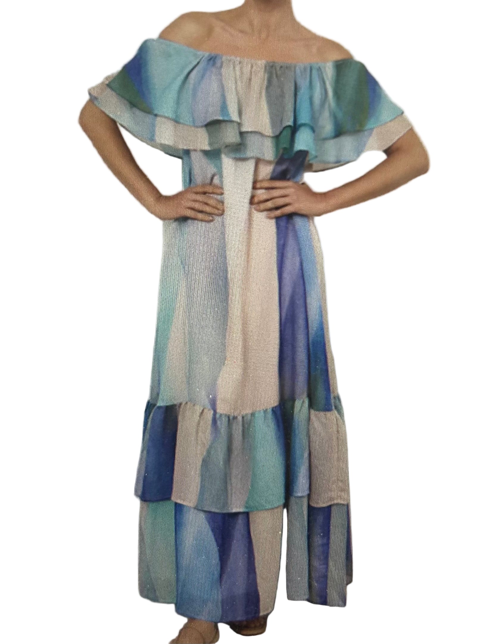 Kalani Frill Maxi Blue Rainbow